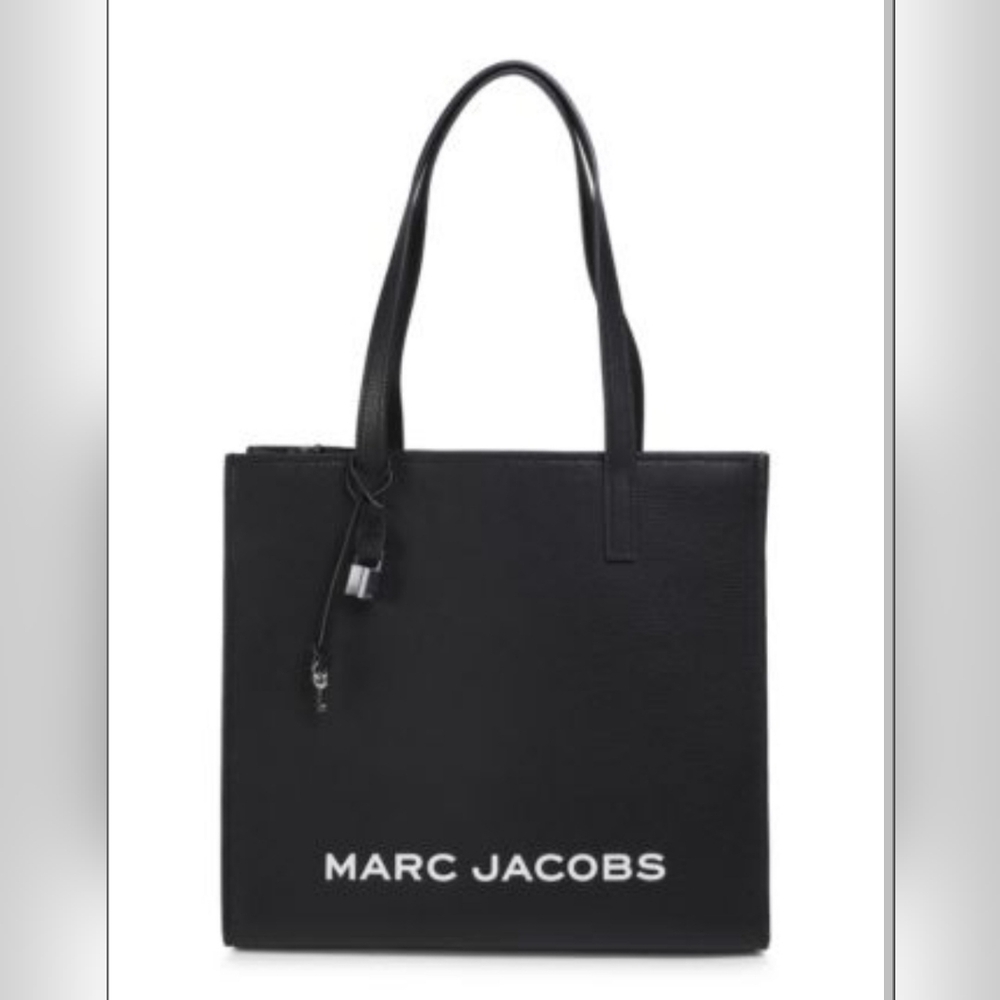 Marc Jacobs Grind Leather Tote Bag In Black